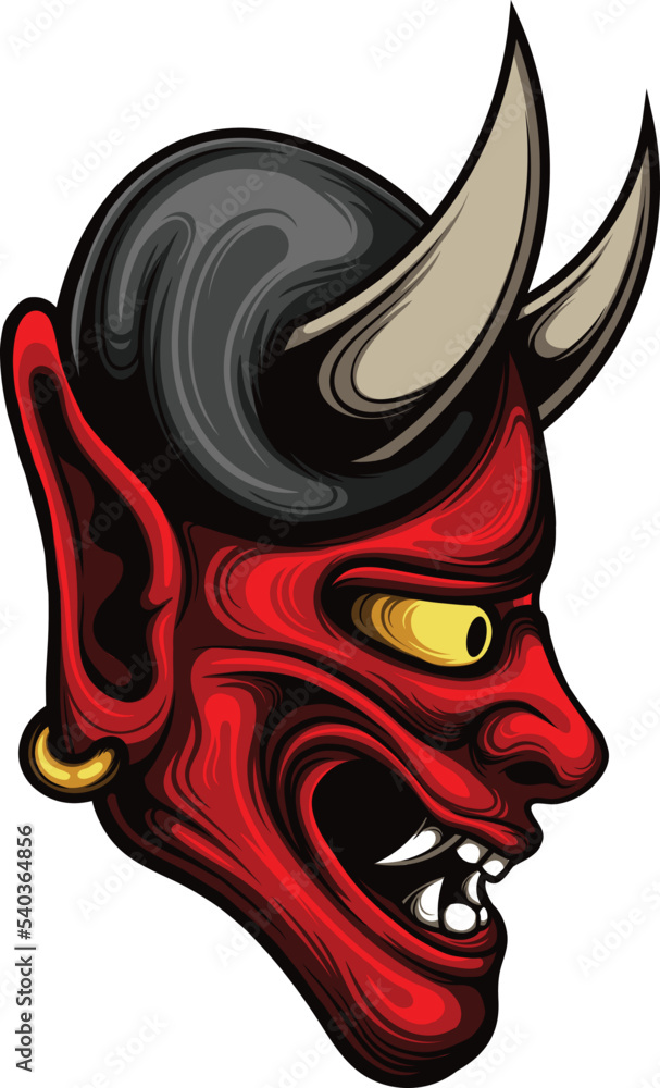 vector illustration of hannya mask