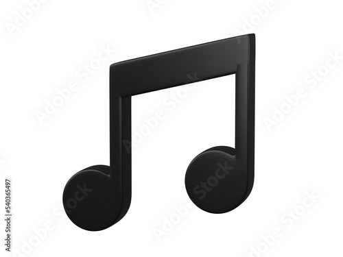 Music note icon 3D render.