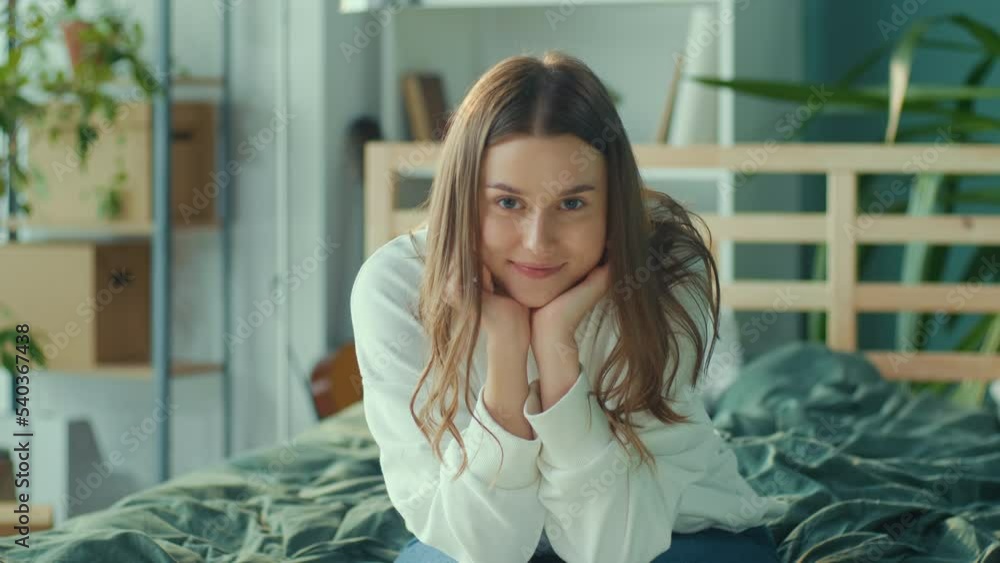Portrait of Smiling Teenage Girl Looking at Camera. Adolescence Concept, Mental and Emotional Health. Body Positive. Mental Health. Portrait of Smiling Teenage Girl Looking at Camera. Adolescence Concept, Mental and Emotional Health. Body Positive. Mental Health.