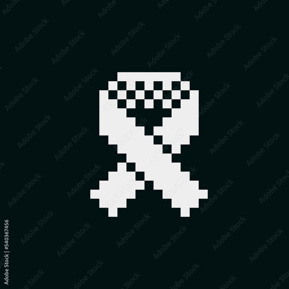 Reminder ribbon pixel art icon. emoji. Sticker design. Black mourning