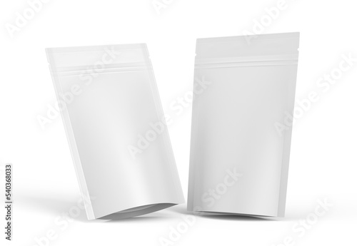 Matte Paper food pouch bag packaging isolated on white 3d rendering