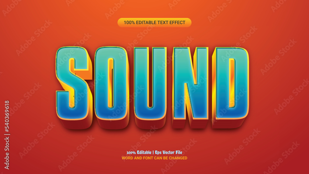 Sound 3d editable premium vector text effect