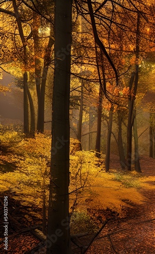 autumn forest in the morning