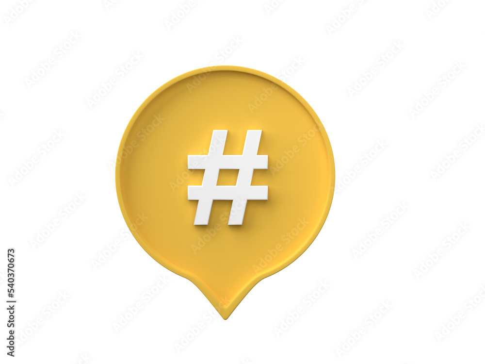 Obraz premium Hashtag in speech bubbles 3D render.