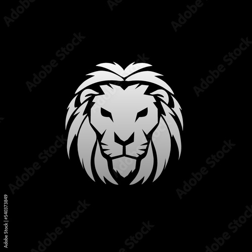 Illustration vector graphic of template logo head face lion silver color