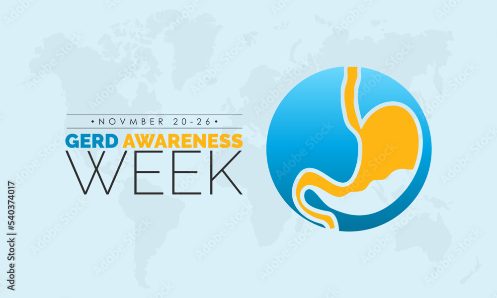 Vector illustration design concept of GERD(Gastroesophageal Reflux Disease) Awareness Week observed on Novmber 20-26