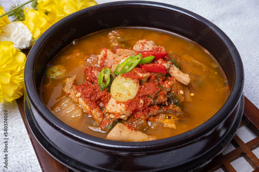 Beef Tripe and Intestine Soup ( naejang tang ) Korean food Stock