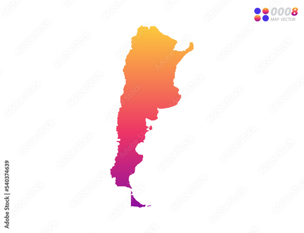 Vector bright colorful gradient of Argentina map on white background. Organized in layers for easy editing.