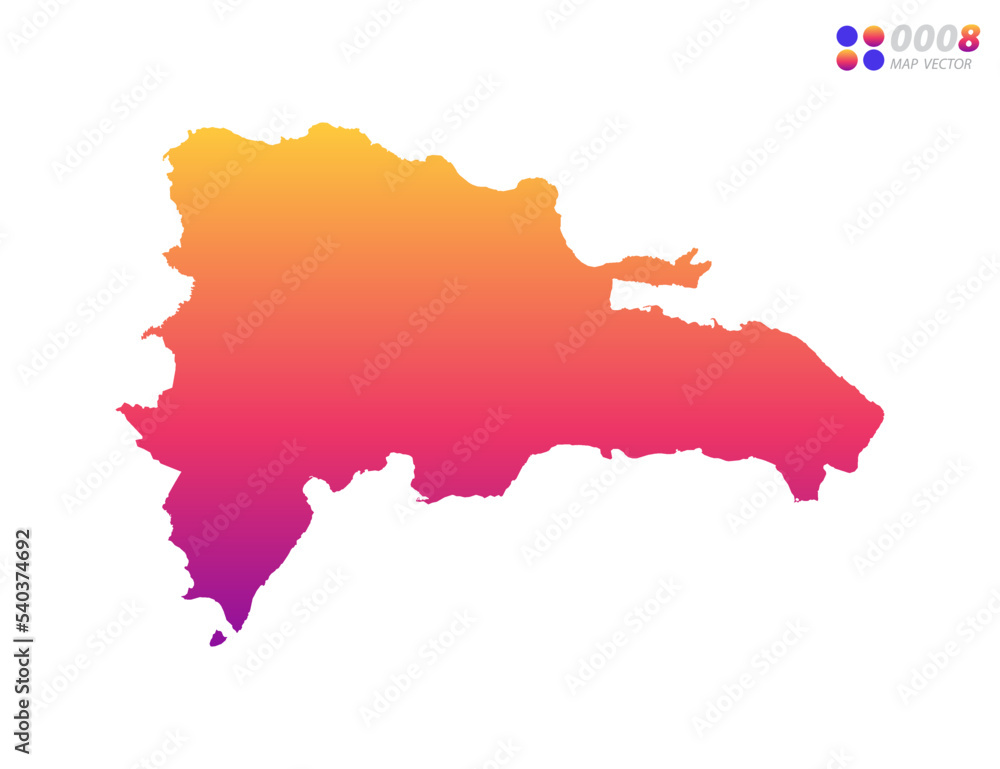 Vector bright colorful gradient of Dominican Republic map on white background. Organized in layers for easy editing.