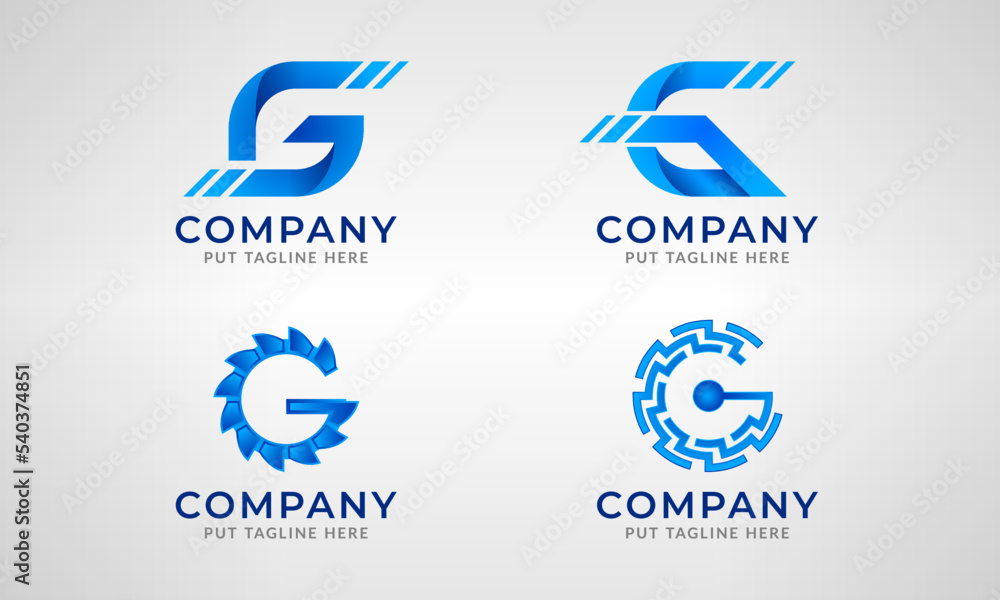 Set collection modern abstract logo with letter G Set collection modern abstract logo with letter G