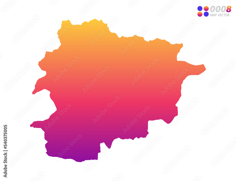 Vector bright colorful gradient of Andorra map on white background. Organized in layers for easy editing.