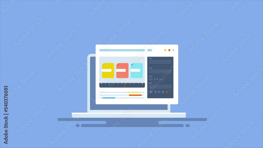 Video editing software - sharing digital content with team from application technology concept. Video editing software - sharing digital content with team from application technology concept.