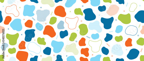 Abstract blob seamless pattern. Abstract blotch shape. Liquid shape elements. Fluid dynamical colored forms banner. Liquid shape elements. Vector illustration