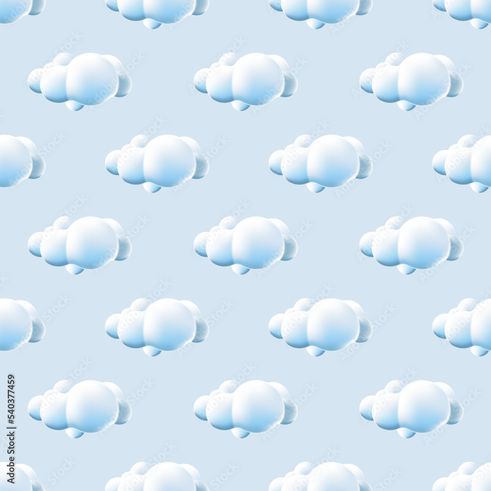 Fototapeta premium Seamless pattern with clouds. Cute Clouds Pattern. Cartoon clouds background blue sky seamless pattern. Vector illustration