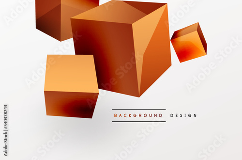 3d cubes vector abstract background. Composition of 3d square shaped basic geometric elements. Trendy techno business template for wallpaper, banner, background or landing