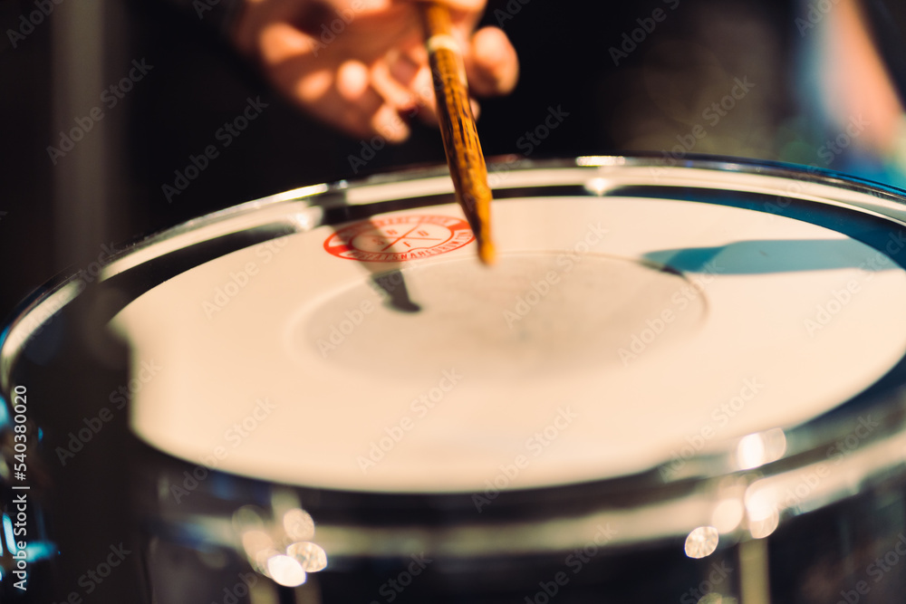 Fototapeta premium Drum Sticks on a Snare Drum Head