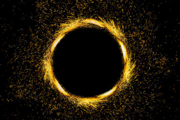 circle light frame on black background