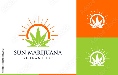 marijuana sun modern combination logo design