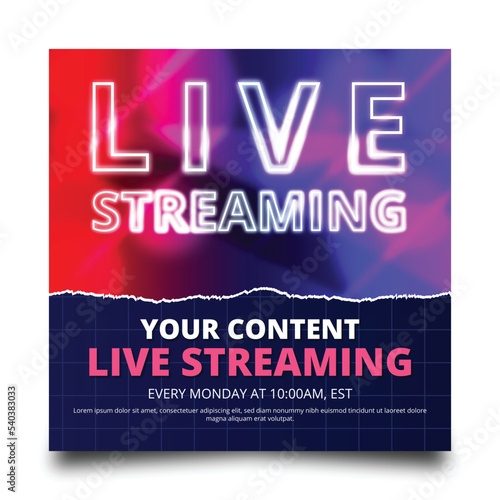 banner live video promote post template for social media.