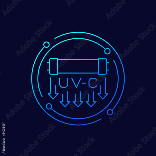 UV-C lamp for disinfection icon, linear design