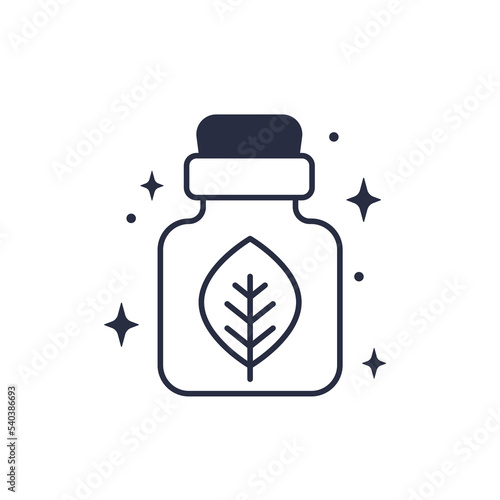 herbal homeopathic medicine icon with a vial, vector