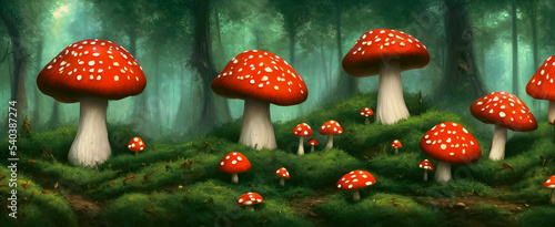 Artistic concept painting of a fungs on the ground in the forest , background illustration.