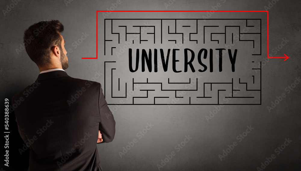 businessman drawing maze concept businessman drawing maze concept
