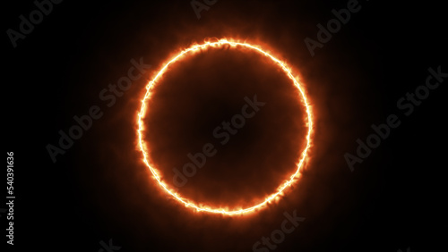 Ring of neon gold fire light circle