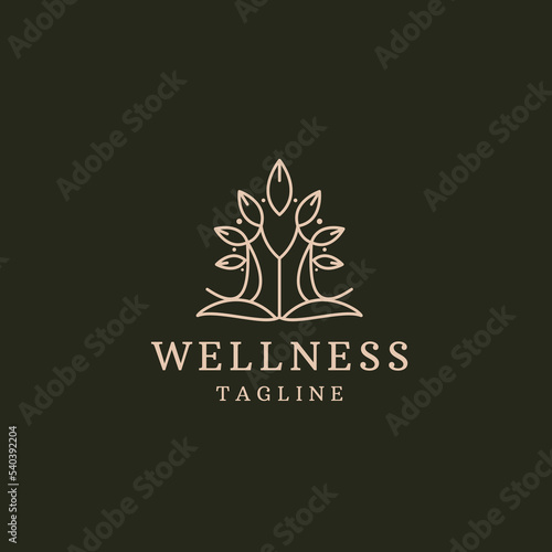 Yoga wellness logo icon design template flat vector