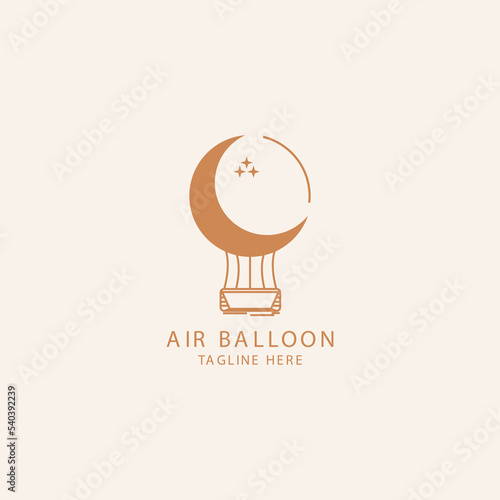 Moon  air ballon logo icon design template flat vector