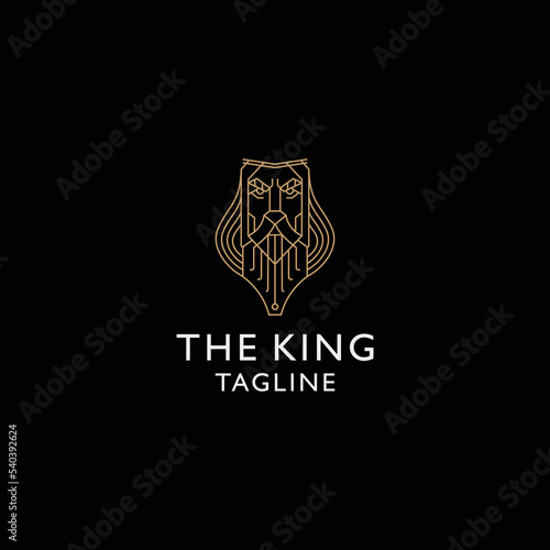 King logo with line style logo icon design template flat vector