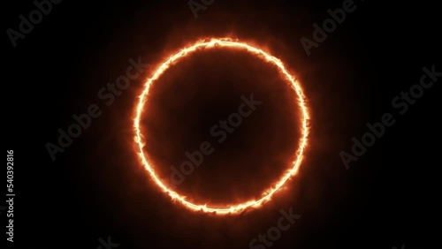 Ring of neon gold fire light circle