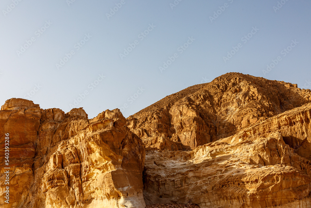 Fototapeta premium View to Sinai desert with hills and empty blue sky