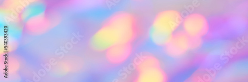 Soft gradient Banner with Smooth Blurred pink and blue holographic colors with golden bokeh