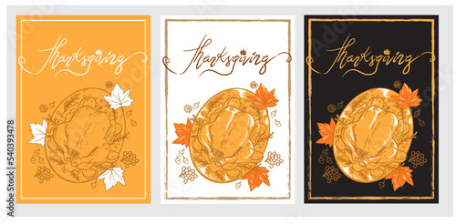 Happy thanksigiving turkey card design, meal, dinner, line, outline, layout, orange photo