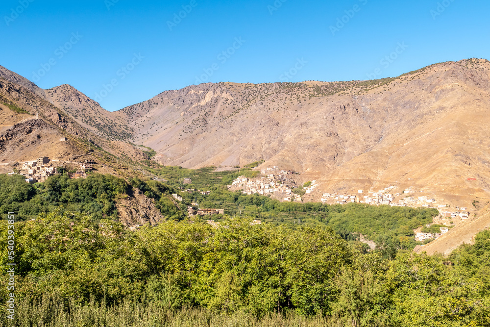 View at the Mountains town Imlil in High Atlas, Morocco
