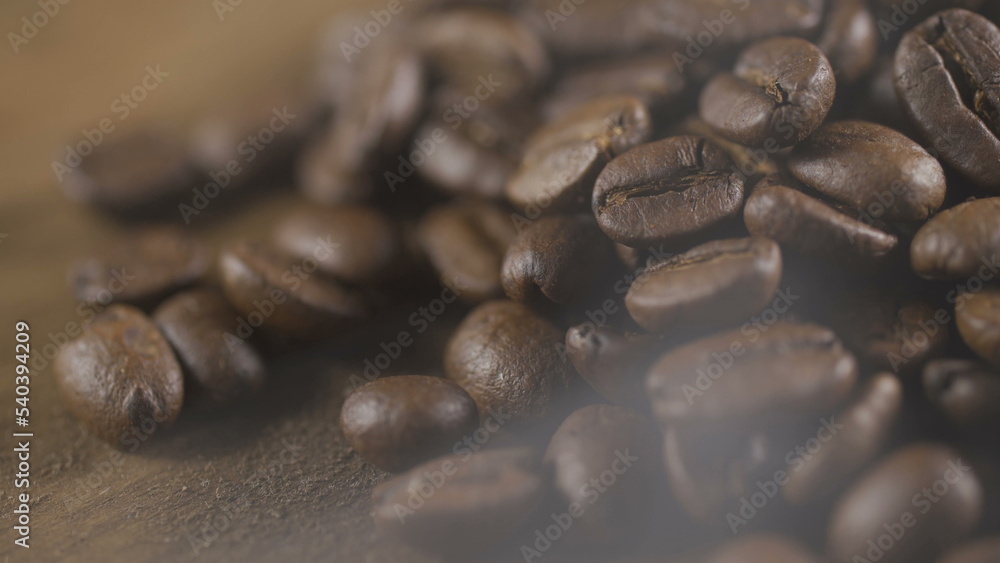 Fototapeta premium Roasting Coffee Beans, close up, macro