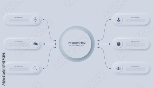 Six-step rectangular neuromorphic infographic design 