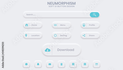 Neumorphism soft ui buttons set design template