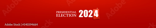 Voting Symbols vector design presidential election 2024. Red banner. Horizontal vector illustration
