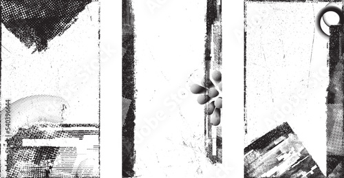 Social media covers with tiny roughen border frames. . grunge style . Post frame stories templates.  Layout for promotion .Media banner .Vector
