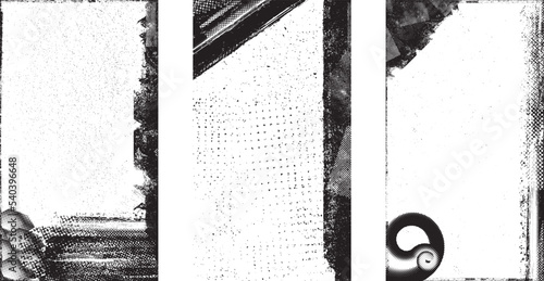 Social media covers with tiny roughen border frames. . grunge style . Post frame stories templates.  Layout for promotion .Media banner .Vector