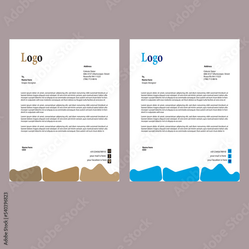 Simple  corporate Color Vector Letter Head Template with standard size