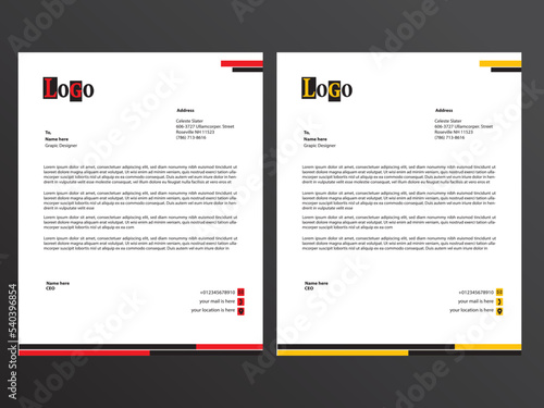 Simple  corporate Color Vector Letter Head Template with standard size