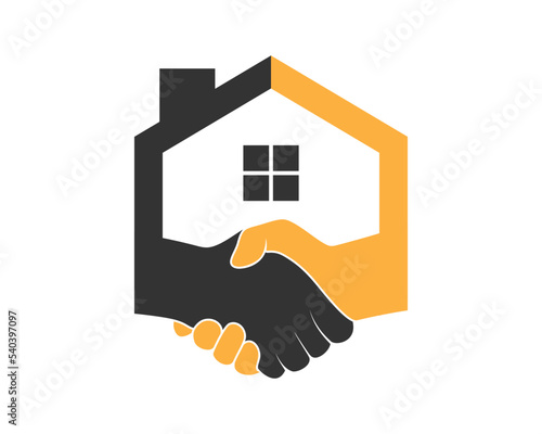 House shape with hand shake
