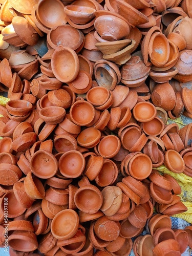 Mud clay diya lamp sale for Diwali hindu festival in India