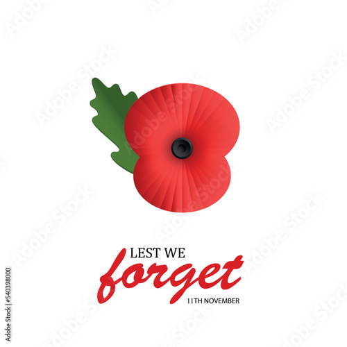 The remembrance poppy - poppy appeal. Poppy flower isolated on white. Decorative flower for Remembrance Day, Memorial Day, Anzac Day in New Zealand, Australia, Canada and Great Britain. EPS10 vector.