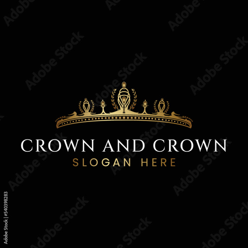 gemstone tiara in gold color, sapphires and diamonds vector illustration