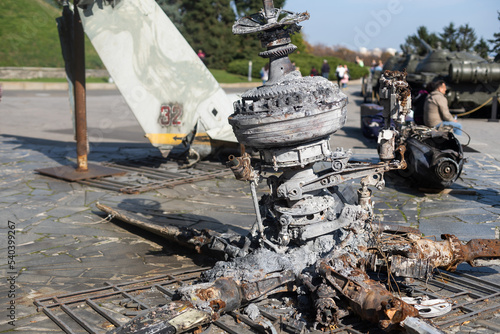 broken Russian military equipment in Kiev