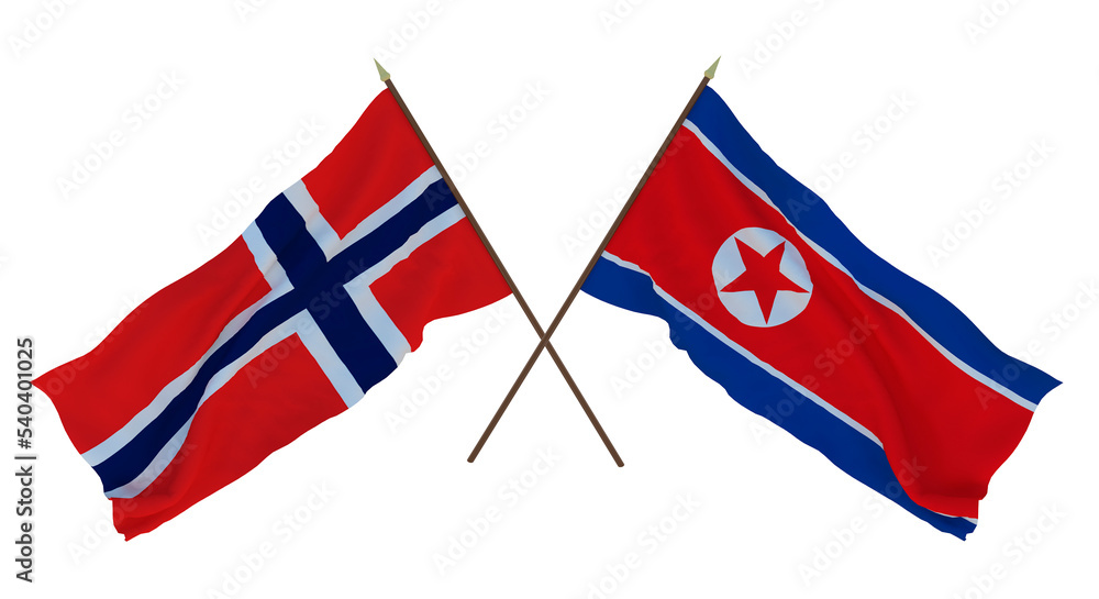 Background, 3D render for designers, illustrators. National Independence Day. Flags Iran and North Korea Background, 3D render for designers, illustrators. National Independence Day. Flags Iran and North Korea